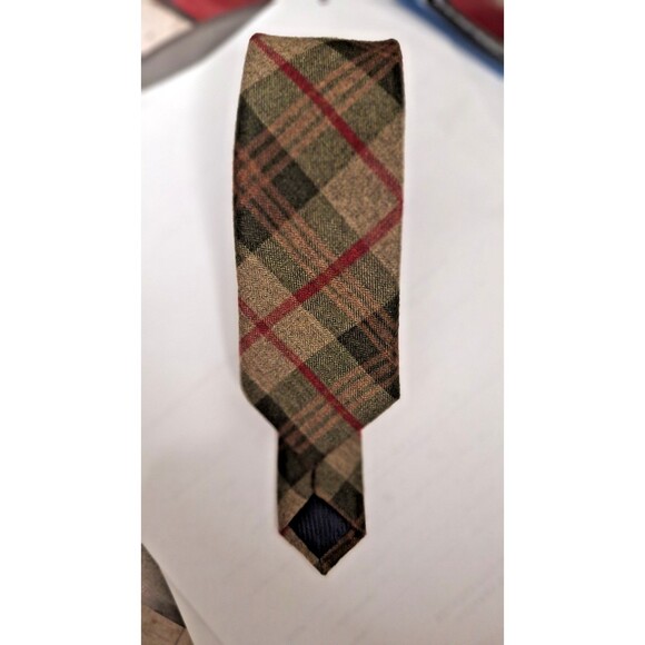 2.4" Mens Cotton Skinny Tie Plaid Striped Cashmere Wool Necktie 10 - Picture 1 of 2
